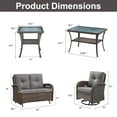 thumbnail image 2 of Opohoro 5-Piece Outdoor Conversation Set with Swivel Rocking Chairs, Glider Loveseat, Coffee & Side Tables, Brown/Gray, 2 of 12