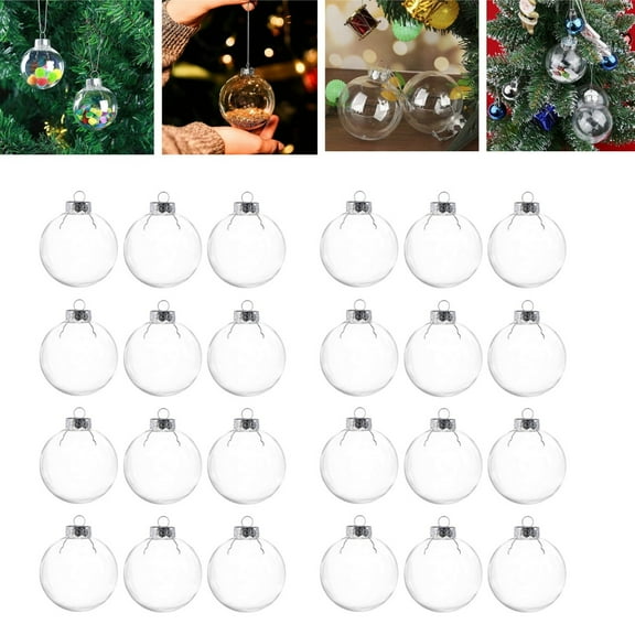 Pack of 24 Plastic Fillable Ball,QZS Portable Transparent DIY Craft Ball,3.15 inch DIY Christmas Ornaments for Tree,Wedding,Party,Home Decor