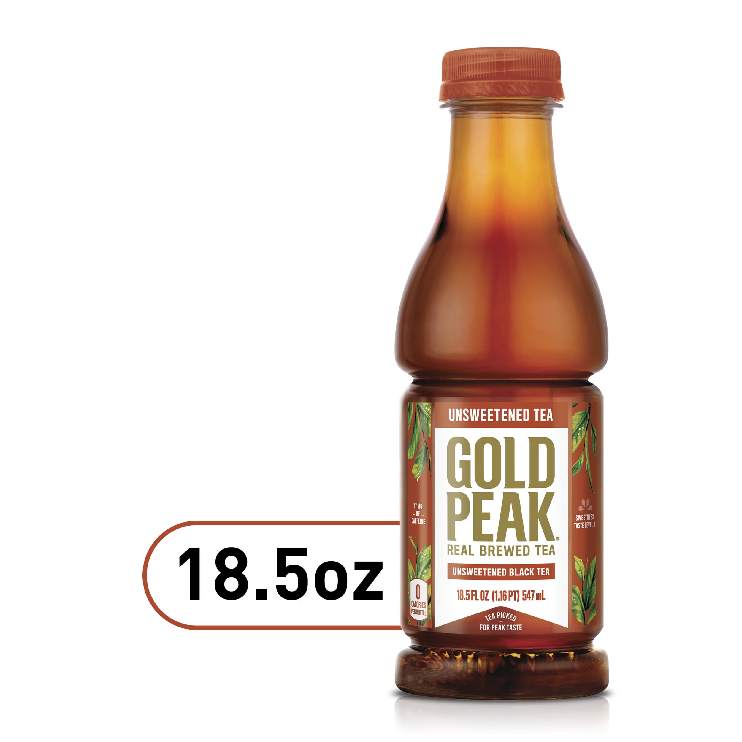 Gold Peak Real Brewed Tea Unsweetened, Black Iced Tea Drink, 18.5 fl oz