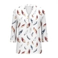 thumbnail image 6 of Aboser Womens 3/4 Sleeve Tunic Tops Dressy Casual Henley Shirts Button Up V Neck Blouses Pleated Hide Belly T Shirt Trendy Printed Tunics Three Quarter Length Sleeved Blouse, 6 of 6
