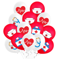 thumbnail image 1 of Kit de globos con diseño de médico y enfermera, 14 unidades, rojo y blanco, 30 cm, 1 of 2