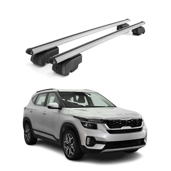 Lockable Roof Rack Cross Bars Luggage Carrier for Kia Seltos 2021-2025 Gray 2Pcs
