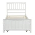 thumbnail image 3 of Veryke Solid Wood Platform Bed Frame with Trundle - Wood Slat Support - White, 3 of 9