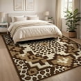 thumbnail image 3 of ODIKA 8'x10' Washable Area Rug Print Spotted Southwestern Border Brindle Patchwork Bold Cow Flowing Dynamic for Dining Room, Large Office, Lounge, Non-Slip Chair-Friendly Mat, 3 of 7