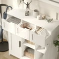 thumbnail image 4 of Gzxs Modern Storage Cabinet, Coffee Bar Cabinet with 2 Doors, Adjustable Shelves, and 3 Drawers, for Bathroom, Kitchen, Living Room (White, 31.1"L x 35.4"W x 11.8"H), 4 of 6