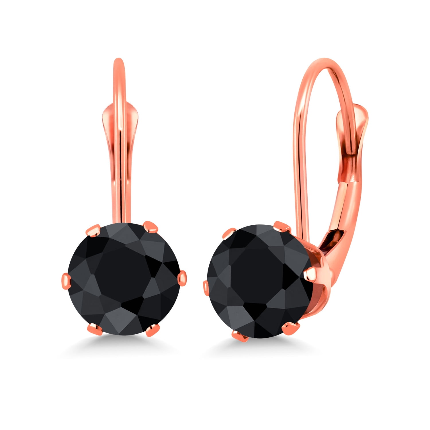 Gem Stone King Black Sapphire Leverback Earrings for Women (2.30 Cttw, Gemstone September Birthstone, Round 6MM)
