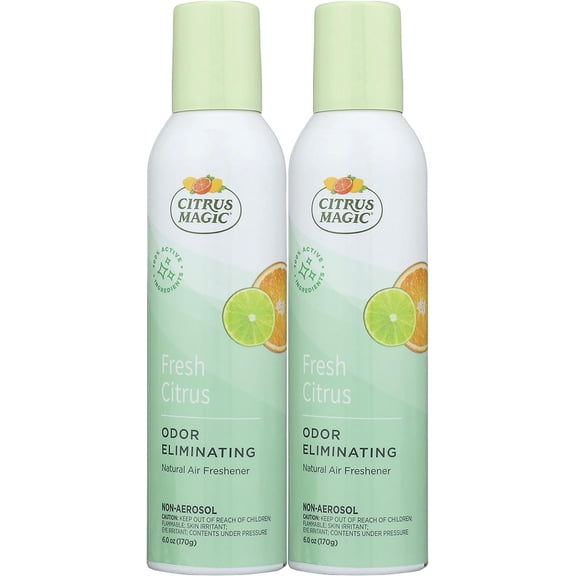 Citrus Magic Natural Odor Eliminating Air Freshener Spray, Fresh Citrus, 6-Ounce, Pack of 2 — Residential Use, Standard Application