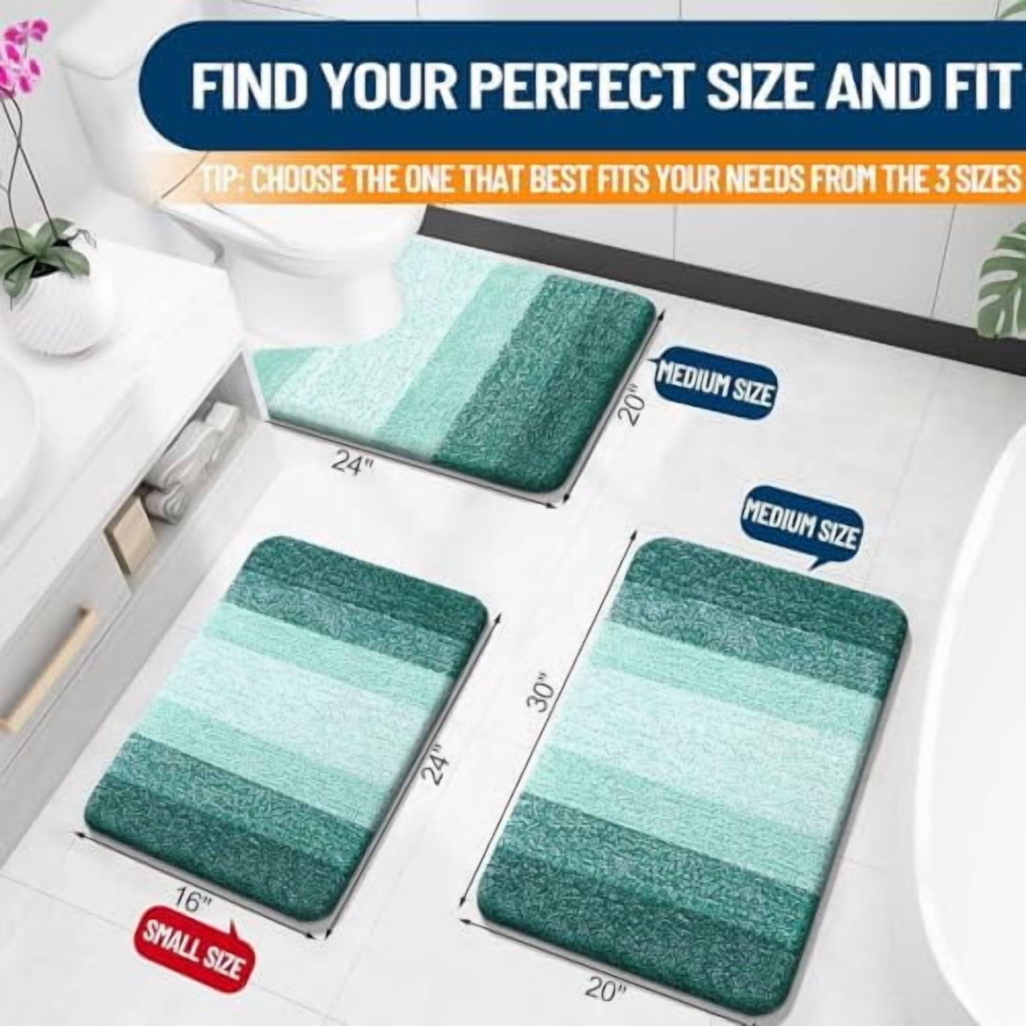 Bathroom Rugs Mat 30x20, Extra Soft Absorbent Microfiber Bath Rugs, Rubber Backing, Quick Dry, Washable Bath Mats for Bathroom Floor, Tub and Shower, Home Decor Accessories, Blackish Green