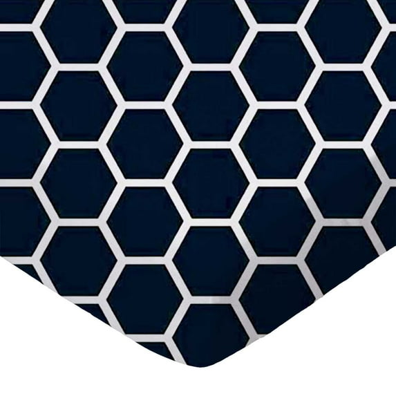 SheetWorld Fitted 100% Cotton Percale Square Play Yard Sheet Fits Joovy 38 x 38, Navy Honeycomb