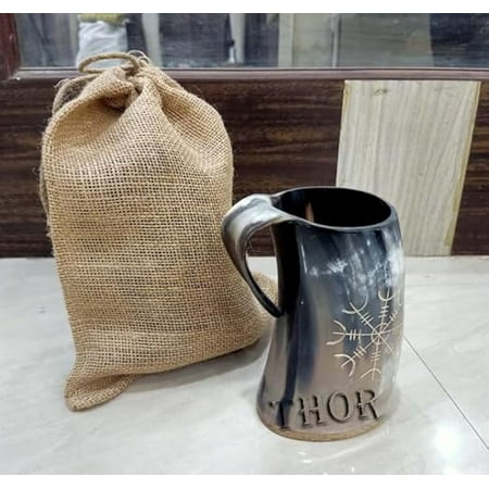 

Drinking Viking Tankard Horn Beer Mug Medieval Decor Gift with Jute Bag Rustic Vintage Home Decor Gifts