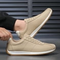 thumbnail image 5 of Men's White Retro Striped Leather Casual Sneakers, 5 of 6