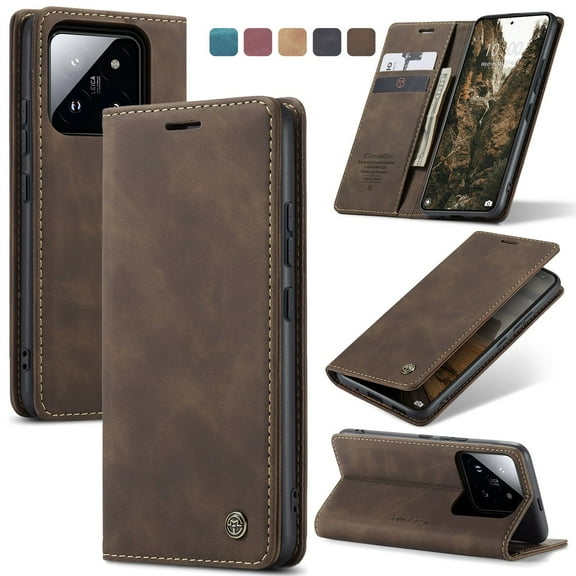 ETFAST Leather Wallet With Card Holder Zipper Phone Case For Xiaomi 14 14Pro High Quality Leather Phone Case