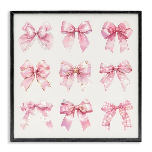 Stupell Industries Ribbon Bow Styles Grouping Black Framed Giclee Art, design by Creative Studio, 12 x 12