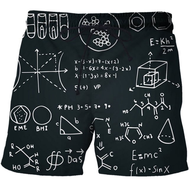 2024 Été Short Homme Formule Mathématique Imprimée 3D Maillot de Bain Décontracté Séchage Rapide Élastique Short de Plage Homme