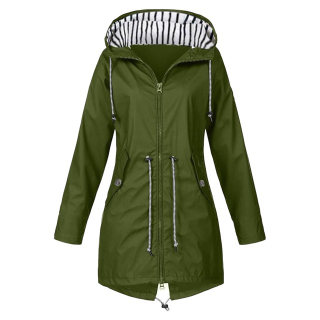 Thinsony Polyester Restez au Sec avec Style avec Veste de Pluie à la Mode pour Femmes Veste pour Femmes Manteau Veste de Transition Vert G