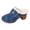 Blue, variant on Womens Chunky Stacked Heel Slippers Soft Fleece Round Toe Slip on Winter Shoes with Buckle for Cold Weather Indoor Outdoor Daily Casual Wear