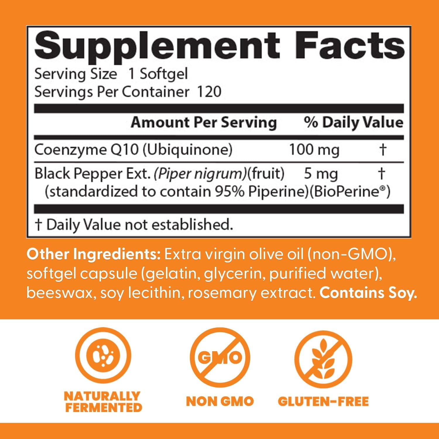 Doctor's Best High Absorption CoQ10 with BioPerine, Gluten Free, Naturally Fermented, Heart Health, Energy Production, 100 mg, 120 Count