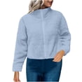 thumbnail image 2 of LOVZFMLL Jackets for Women's Solid Color Long Fleece Fleece Jacket Long Sleeved Cardigan Stand Up Collar Warm Jacket With Inner And Outer Pockets, 2 of 6