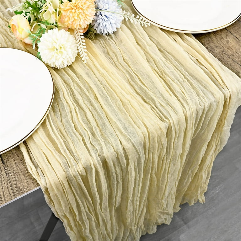 Pesonlook 12 Pack Ivory Cheesecloth Table Runner 35 x 120 inches Boho Gauze  Table Runner Vintage Cheesecloth Runners for Wedding Bridal Baby Shower  Birthday Party Cake Table Arbor Decorations 