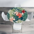 thumbnail image 4 of Hibiscus Flowers Round Tablecloth Hawaiian Tropical Plants Waterproof Oil-Proof Table Cover Table Cloth for Indoor Dining, Outdoor Picnic Parties, Camping,Fits for Table 40-44", 4 of 6