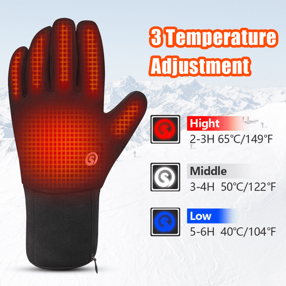 Savior Heat Full Finnger Winter Skiing Gloves Electric Heated Glove for Men Women Rechargeable Battery Waterproof Hand Warmer Winter Cycling Riding
