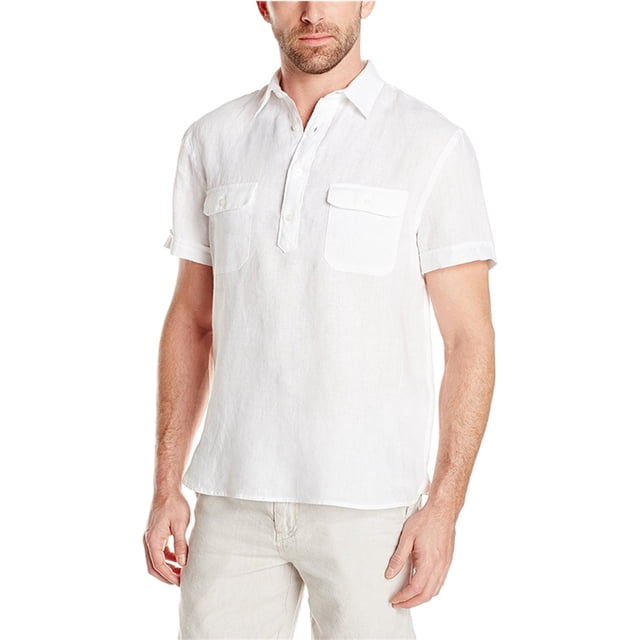 Polo de Rugby con doble bolsillo Perry Ellis blanco mediano