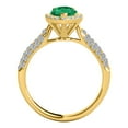 thumbnail image 2 of Mauli Jewels Rings for Women 1 Carat Diamond And Pear Shaped Emerald Ring 4-prong 10K Yellow Gold, 2 of 6