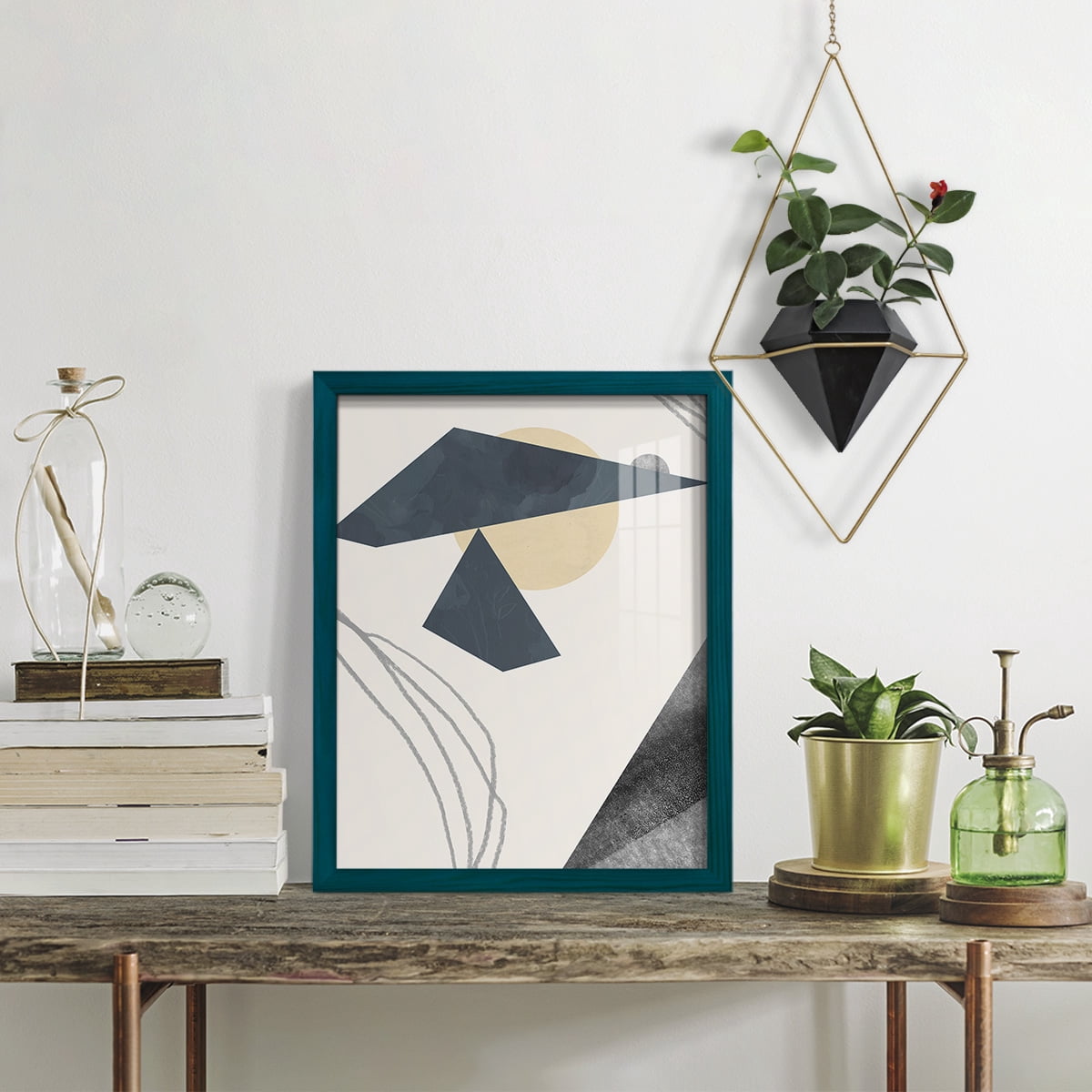 Diamond Slate IV - Framed Print w/glass - Ocean Blue