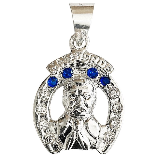 Dije Mediano Jesús Malverde Con Zirconias Plata Solida 925 azul Alto/Ancho 4 cm x 2.5 cm JOYARIS Jesús Malverde