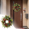 thumbnail image 1 of weibbin Simulated Dry Flower Wreath for Front Door Spring Summer Home Decoration, Red, 13.8 Inch, 1 of 6