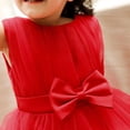 thumbnail image 4 of IBTOM CASTLE Baby Girls Ruffle Layered Tulle Tutu Dress, Bowknot V Back Birthday Party Pageant Formal Infant Gown with Headband 2T Red, 4 of 7