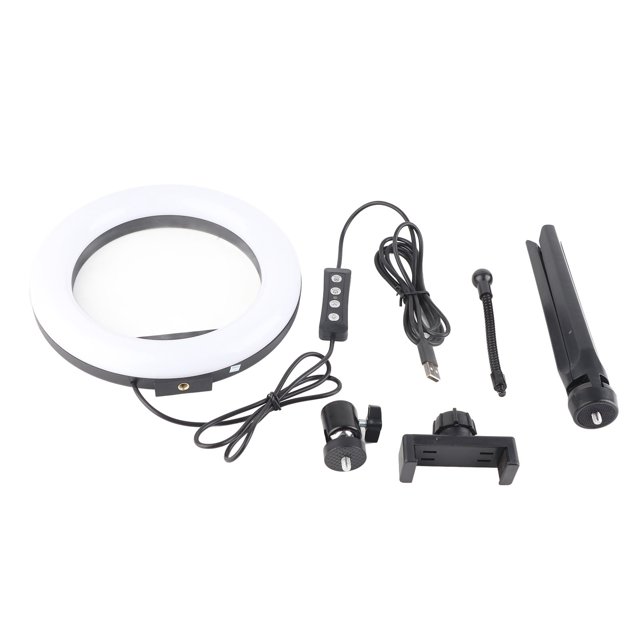 UN‑206 Anillo de luz LED de 3 colores y 20 cm, trípode con soporte, lámpara de relleno de arco para fotografía de belleza en vivo