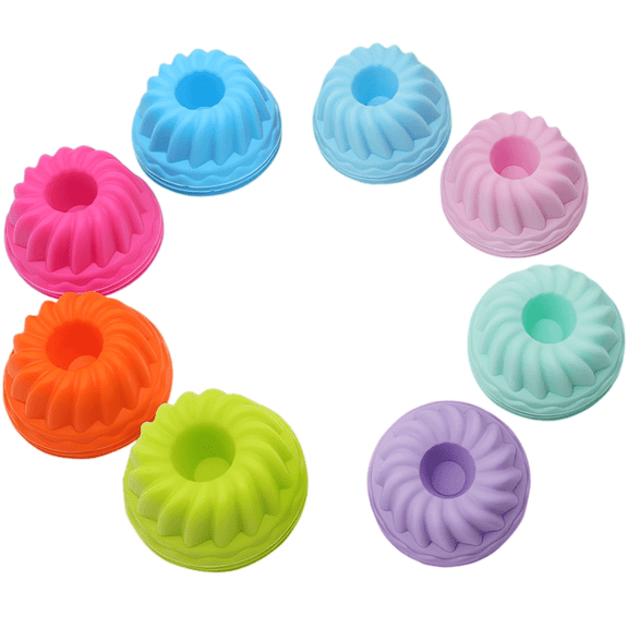 48 Pcs Silicone Muffin Cups, Reusable Small Reusable Baking Cups for Baking, Non-Stick Silicone Molds Cake Cupcake Liners, Pumpkin Shaped Cupcake Molds, 6.7 x 5.1 x 3.1 in, Multi Colors