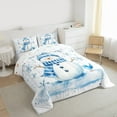 thumbnail image 3 of Homewish Cute Snowman Full Size Comforter Sets,Merry Christmas Xmas Snowflake Bedding Comforter Set,White Blue Bedding Sets For Girl Kids,Microfiber Bedroom Decor Reversible,3 Pieces, 3 of 8