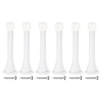 6Pack Spring Door Stopper, 3-1/8" Flexible Door Stop with Rubber Bumper & Screws (Steel, White)