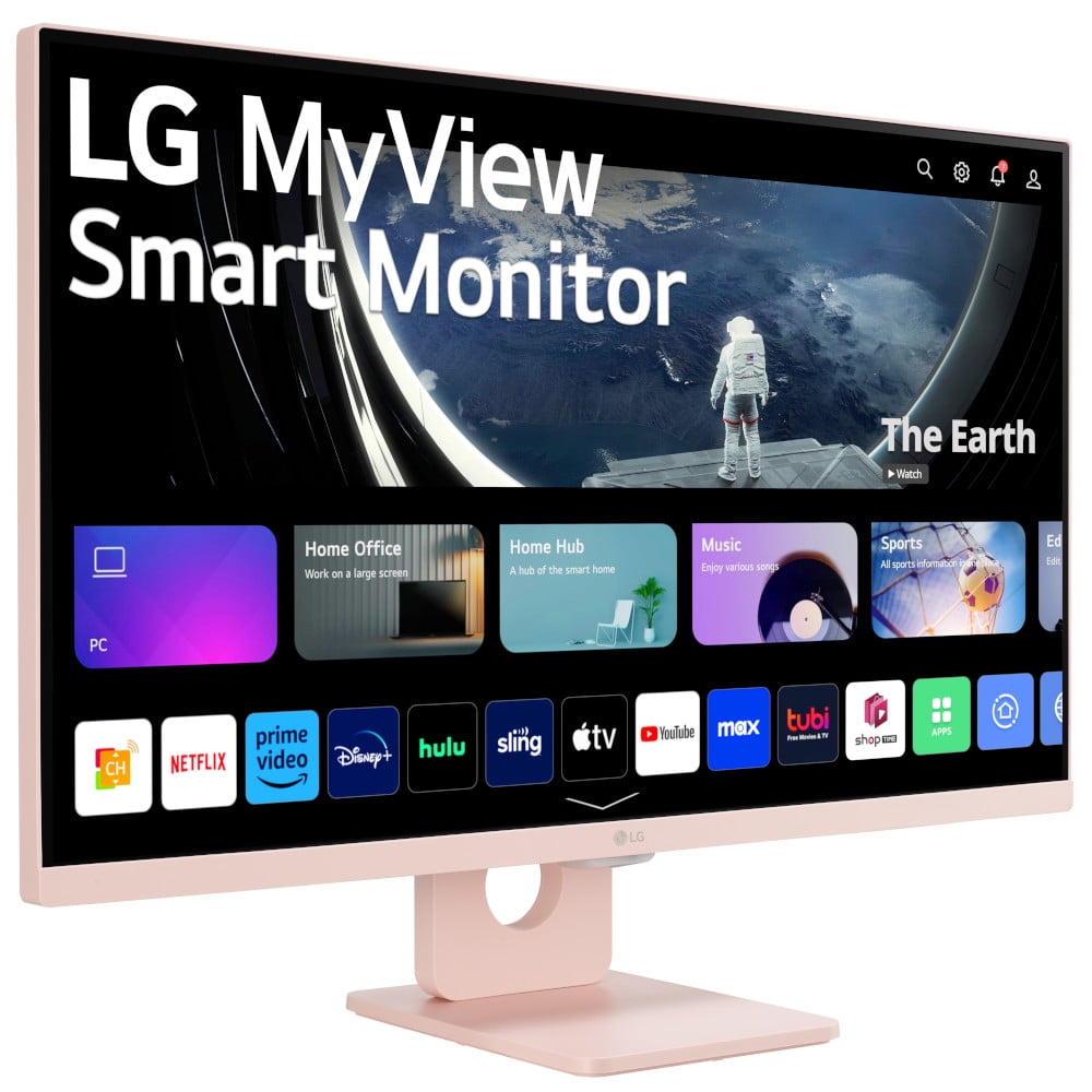 LG 27" Monitor Full HD IPS MyView Smart Monitor with webOS and Built-in Speakers, Pink, 27SR50F-P