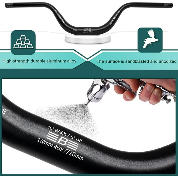 Mountain Bike MTB Handlebars 25.4/31.8mm - 20/30/50/90/100/120/160mm Rise MTB Aluminum Alloy Handlebar - 720/780mm Extra Long Bicycle Riser HandleBars for E-Bike Folding Bike Downhill Racing.