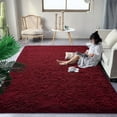 thumbnail image 2 of Homore Cute Fluffy Velvet Carpet Soft Washable Area Rugs for Bedroom/ Living Room Decoration,5'x8',Dark Red, 2 of 8
