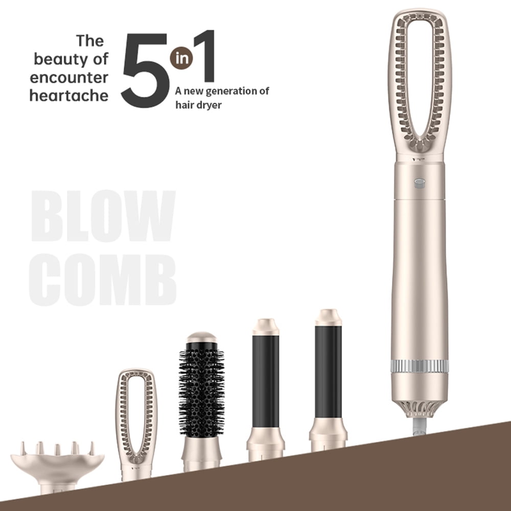 Blow Dryer Brush ABS CrazyDeer Negative Ion Detachable 1200W Gold Color Electric Hair Dryer Brush