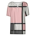 thumbnail image 2 of Wiueurtly Womens Short Sleeve Tops Women's Fashion Casual Floral Print Button Down Top T Shirt V Neck Tops Hot Pink, 2 of 6