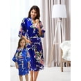 thumbnail image 2 of Jewel Blue Mommy and Me Robes, Floral, Satin Feel, 2 of 9