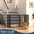 thumbnail image 3 of Bamboo Freestanding Dog Gate, No Assembly Pet Gate Indoor, 24”H x 75”W Extra Wide Foldable Puppy Barrier Fence with Support Feet for the House, Doorways Stairs, 4 Panels, No Drilling, Black, 3 of 8