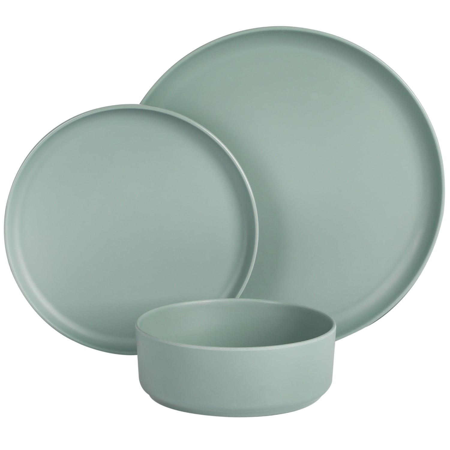 Gibson Home Crest 12 Piece Stackable Matte Melamine Dinnerware Set - Sage Green