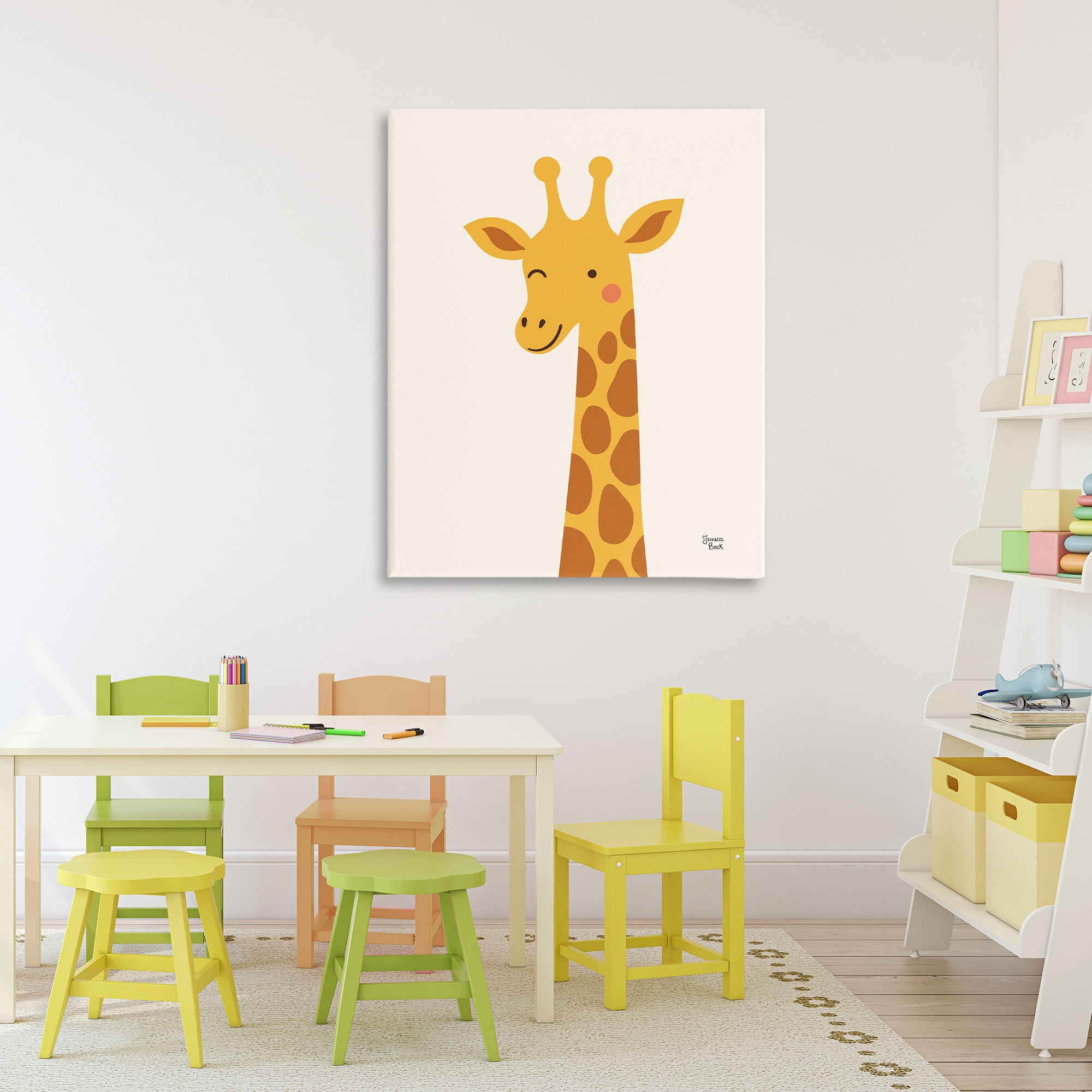 Stupell Industries Winky Giraffe Portrait Canvas Wall Art, design by Jessica Beck