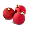 thumbnail image 3 of 24-Count Red Shatterproof Multi-Textured Christmas Ornaments, 2.36 in, by Holiday Time, 3 of 6
