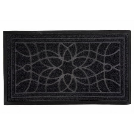 REGALWOVEN Low-Profile Outdoor Doormat, Waterproof Front Door Mat Outside Entrance, Non-Slip Geometric Scraper Welcome Mat Grey 30" x 18"