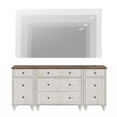 thumbnail image 4 of Dresser for Bedroom with 5 Drawers and 2 Storage Cabinets, End Table with Charging Station for Living Room, Mid-Century Modern Dressers with Wide Chest of Drawers for Nursery, Rustic White, 4 of 7