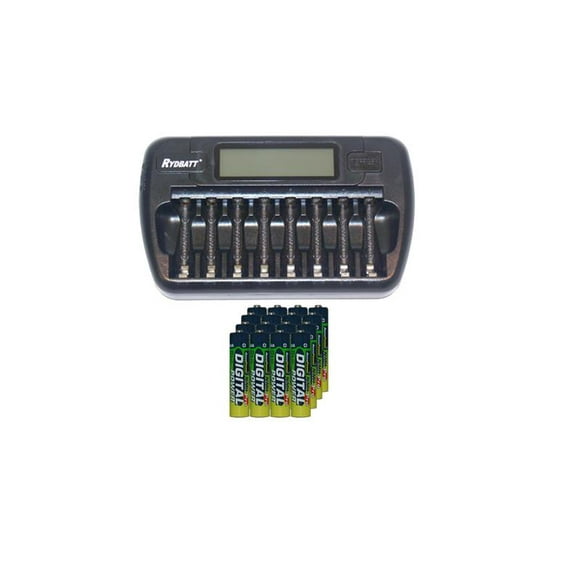 Chargeur de Batterie 8 Baies AA / AAA LCD + 16 Batteries AccuPower NiMH AA 1200 mAh