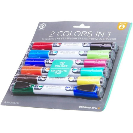 U Brands Low Odor Magnetic Double Ended Dry Erase Markers
