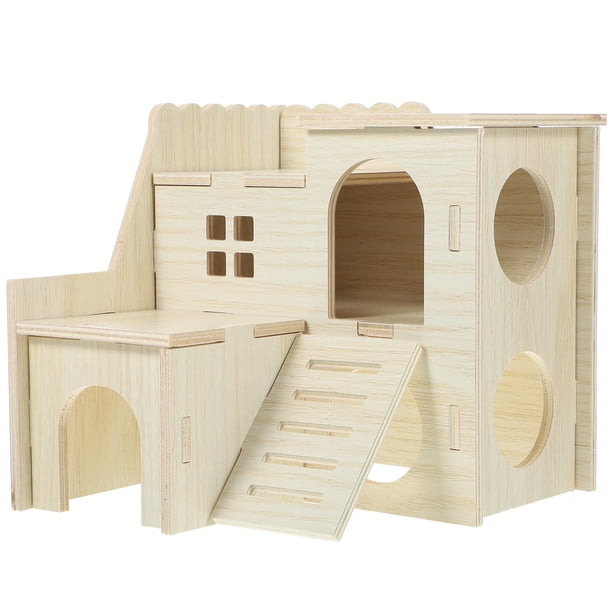 Escondite de madera para animales pequeños, cabaña escondite para hámster, casa de madera para hámster, escondite